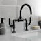 Kingston Brass Whitaker Industrial Style Bridge Bathroom Faucet W/ Pop-Up Drain, Black KS2170KL - alternate 2